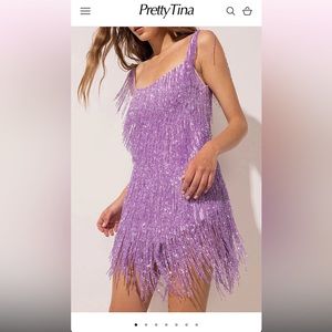 Pretty Tina Fringe Dress in lilac/purple- New! Size small